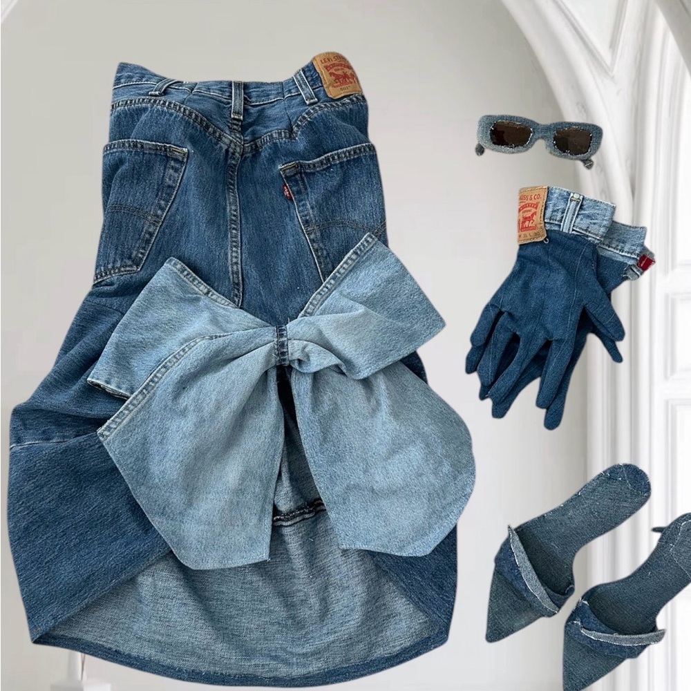 Levi's Blue Denim Dress with Bow